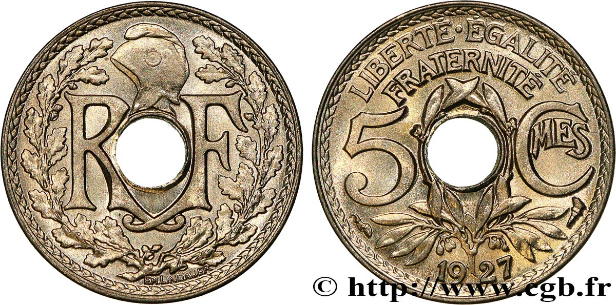 5 centimes Lindauer, petit module 1927  F.122/12 ST66 