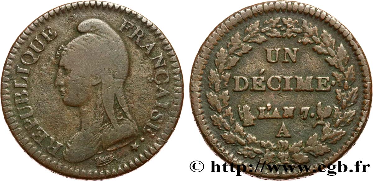 Un décime Dupré, grand module 1799 Paris F.129/24 MB30 