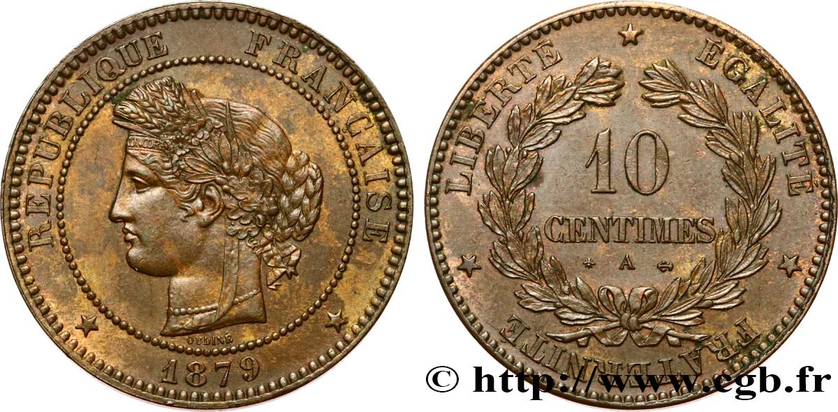 10 centimes Cérès 1879 Paris F.135/22 SUP58 