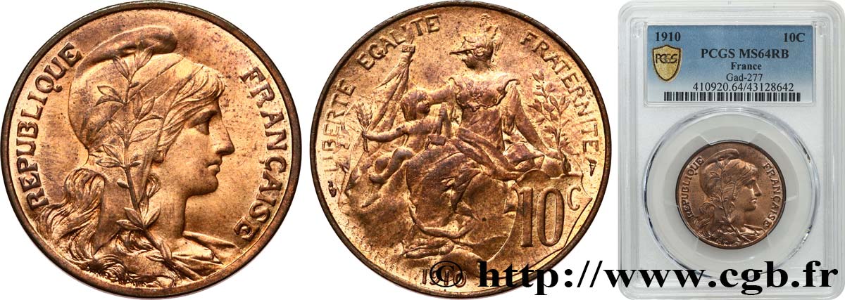 10 centimes Daniel-Dupuis 1910  F.136/19 SPL64 PCGS