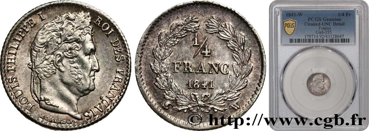 1/4 franc Louis-Philippe 1841 Lille F.166/88 SUP+ PCGS