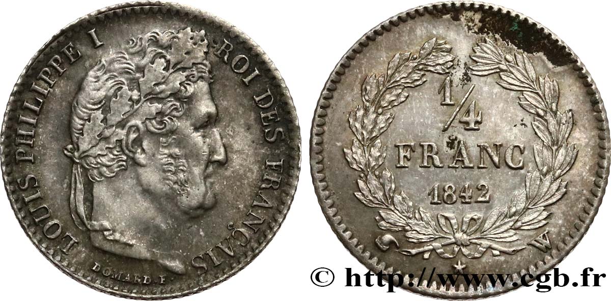 1/4 franc Louis-Philippe 1842 Lille F.166/92 EBC+ 