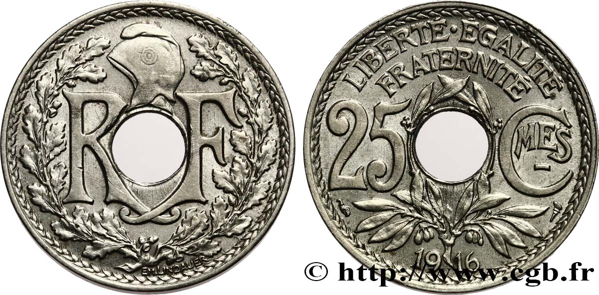 25 centimes Lindauer, Cmes souligné 1916 Paris F.170/4 SUP60 