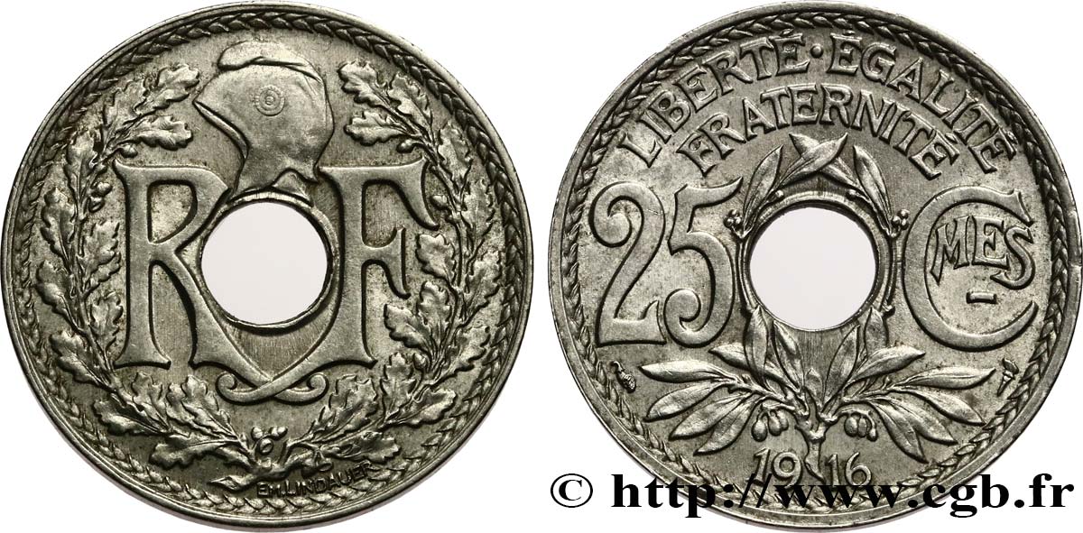 25 centimes Lindauer, Cmes souligné 1916 Paris F.170/4 SUP60 