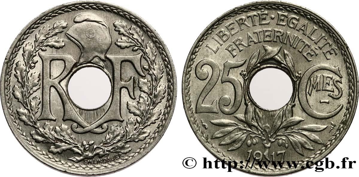 25 centimes Lindauer, Cmes souligné 1917  F.170/5 SPL62 