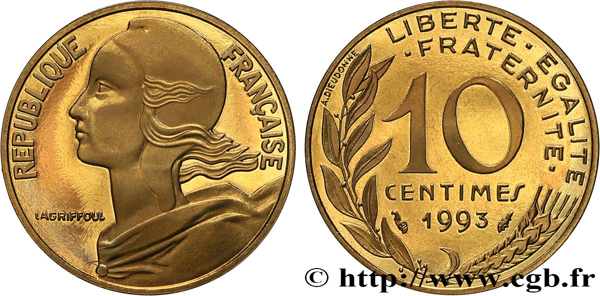 10 centimes Marianne, BE (Belle Épreuve) 1993 Pessac F.144/35 var. MS 