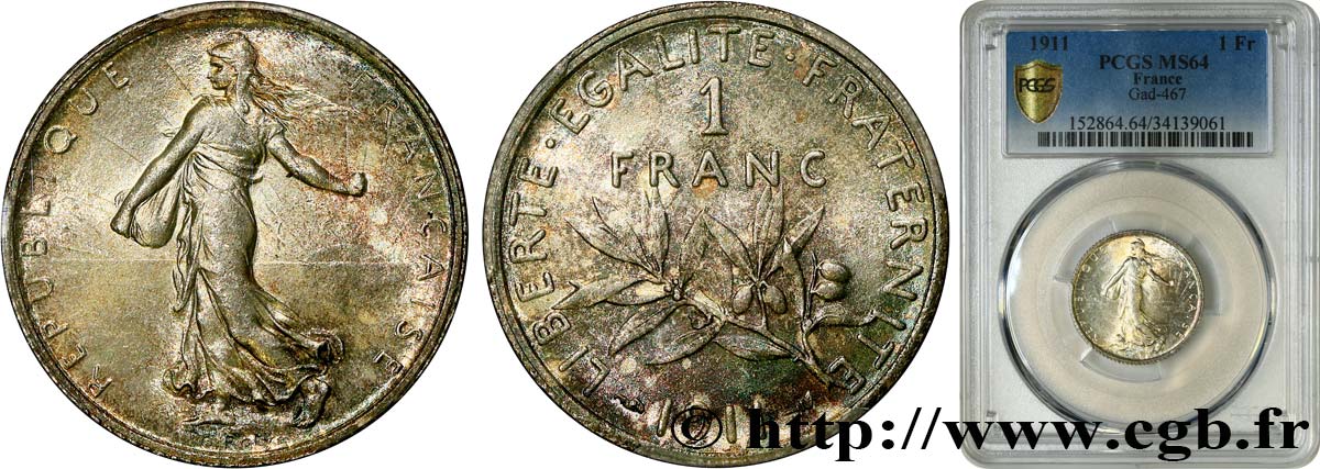 1 franc Semeuse 1911 Paris F.217/16 MS64 PCGS