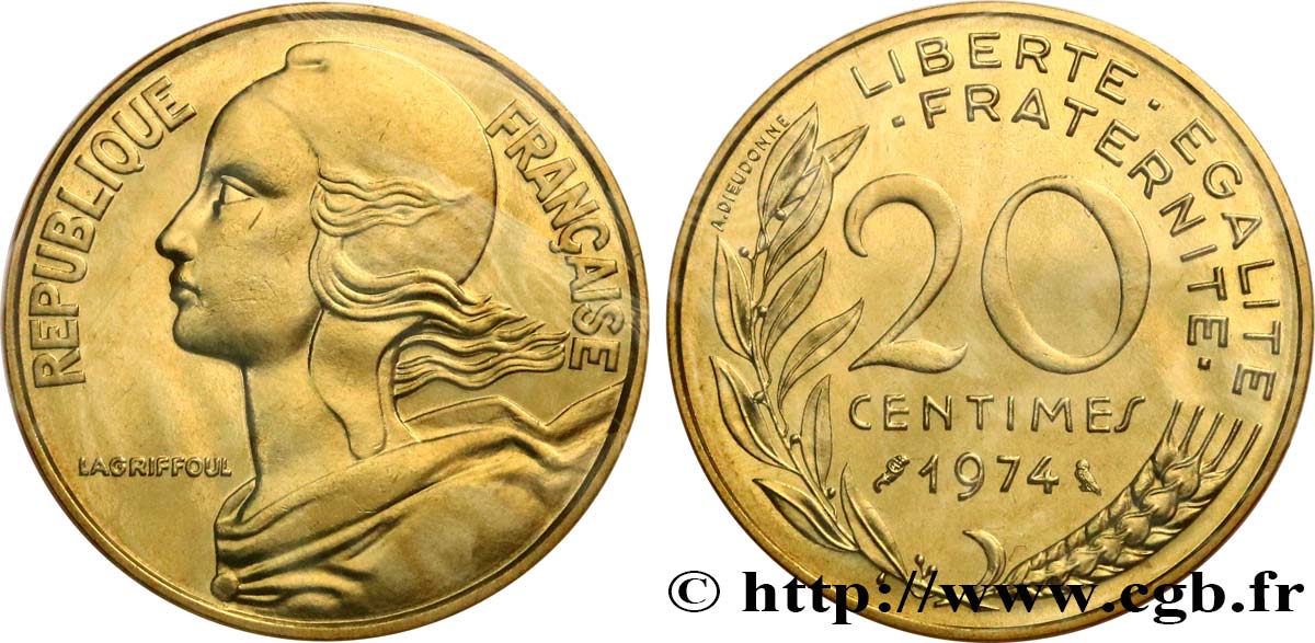 20 centimes Marianne 1974 Pessac F.156/14 MS 