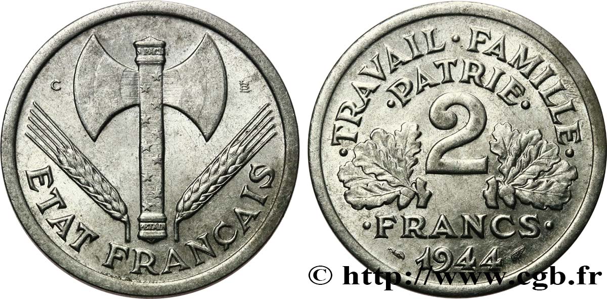 2 francs Francisque 1944 Castelsarrasin F.270/6 SPL55 
