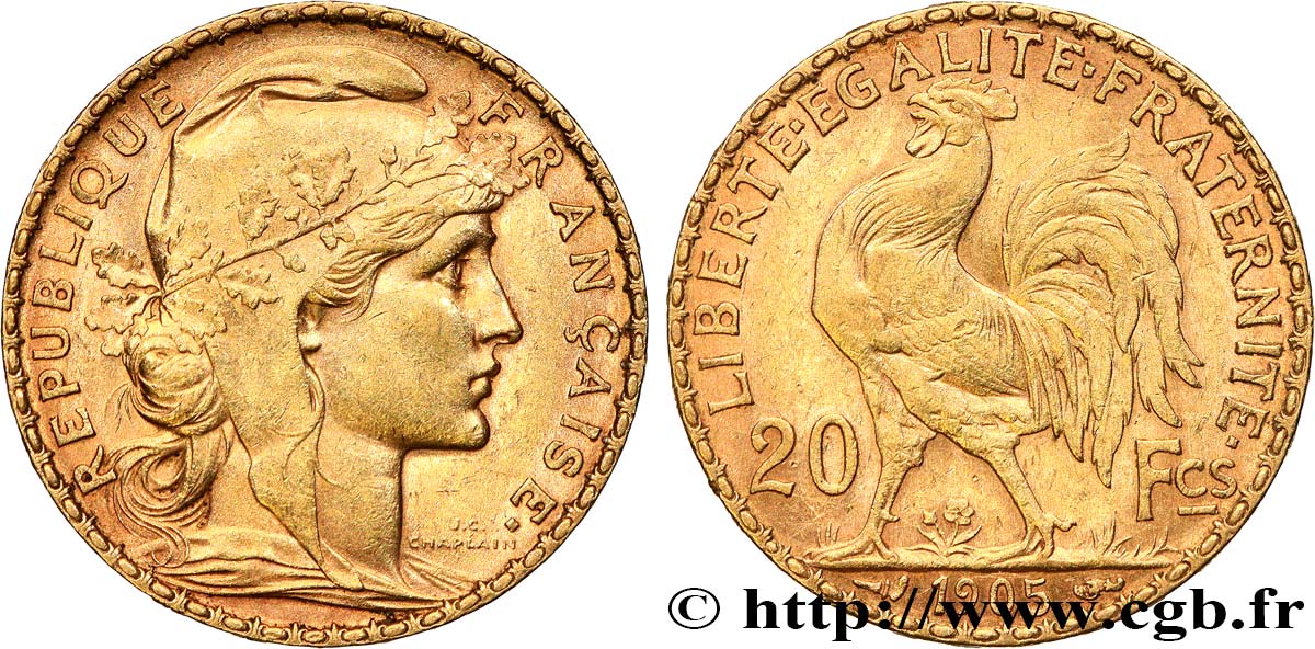 20 francs or Coq, Dieu protège la France 1905 Paris F.534/10 SUP 