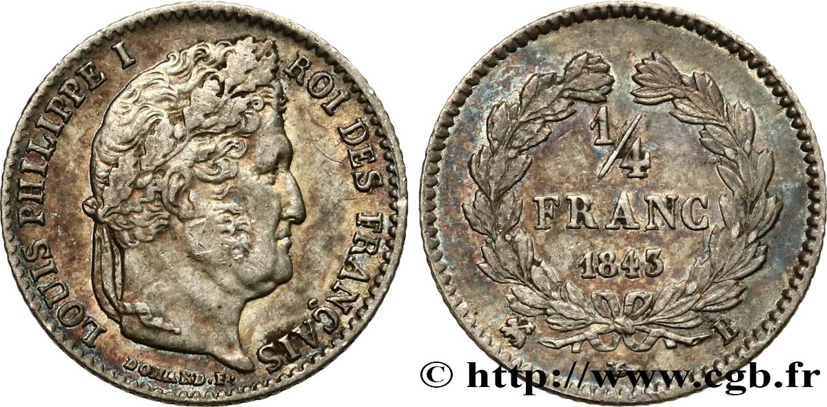 1/4 franc Louis-Philippe 1843 Rouen F.166/94 MBC 