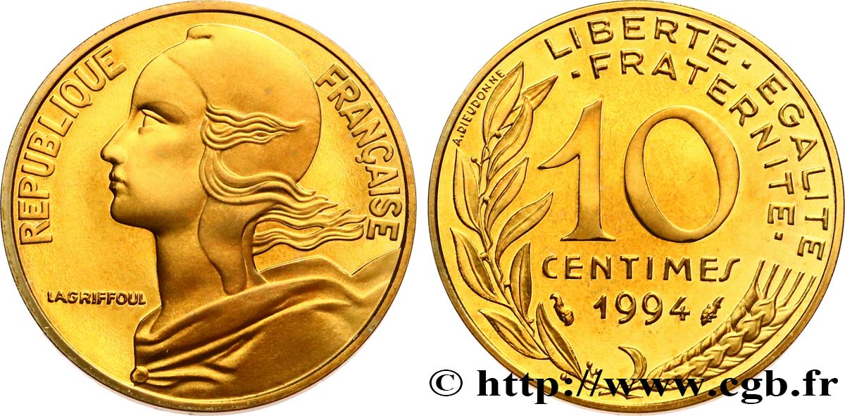 10 centimes Marianne, Belle Épreuve 1994 Pessac F.144/37 var. MS 