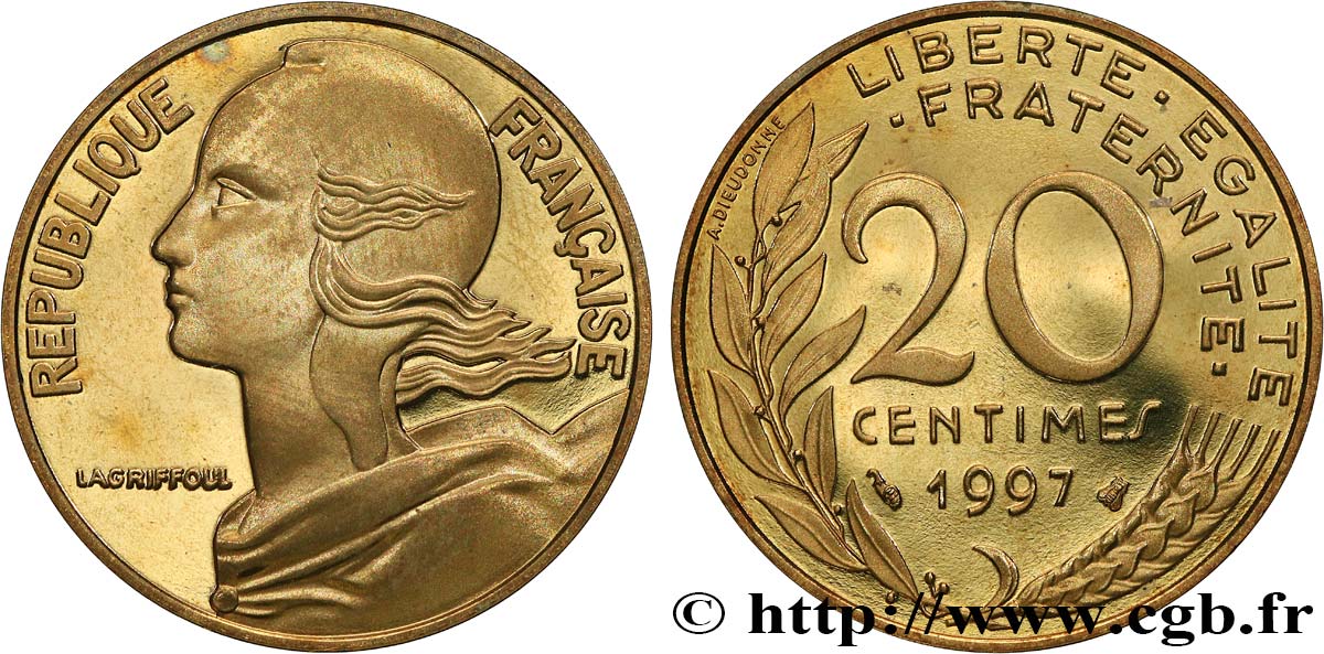 20 centimes Marianne, BE (Belle Épreuve) 1997 Pessac F.156/41 var. FDC 