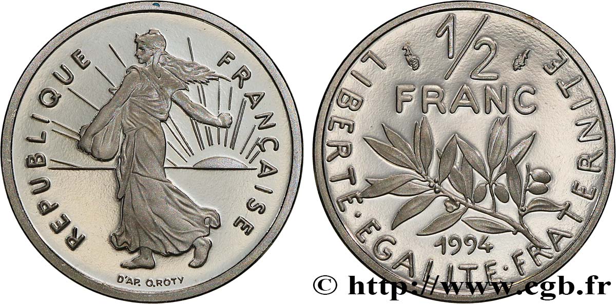 1/2 franc Semeuse, Belle Épreuve 1994 Pessac F.198/36 var. MS 