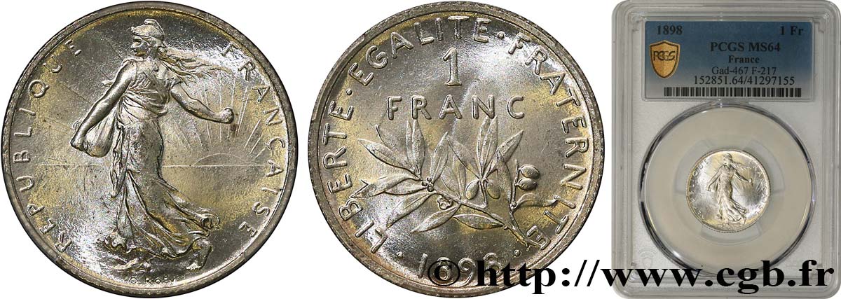 1 franc Semeuse 1898 Paris F.217/1 SPL64 PCGS