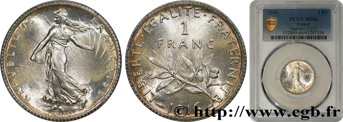 1 franc Semeuse 1916 Paris F.217/22 MS66 PCGS