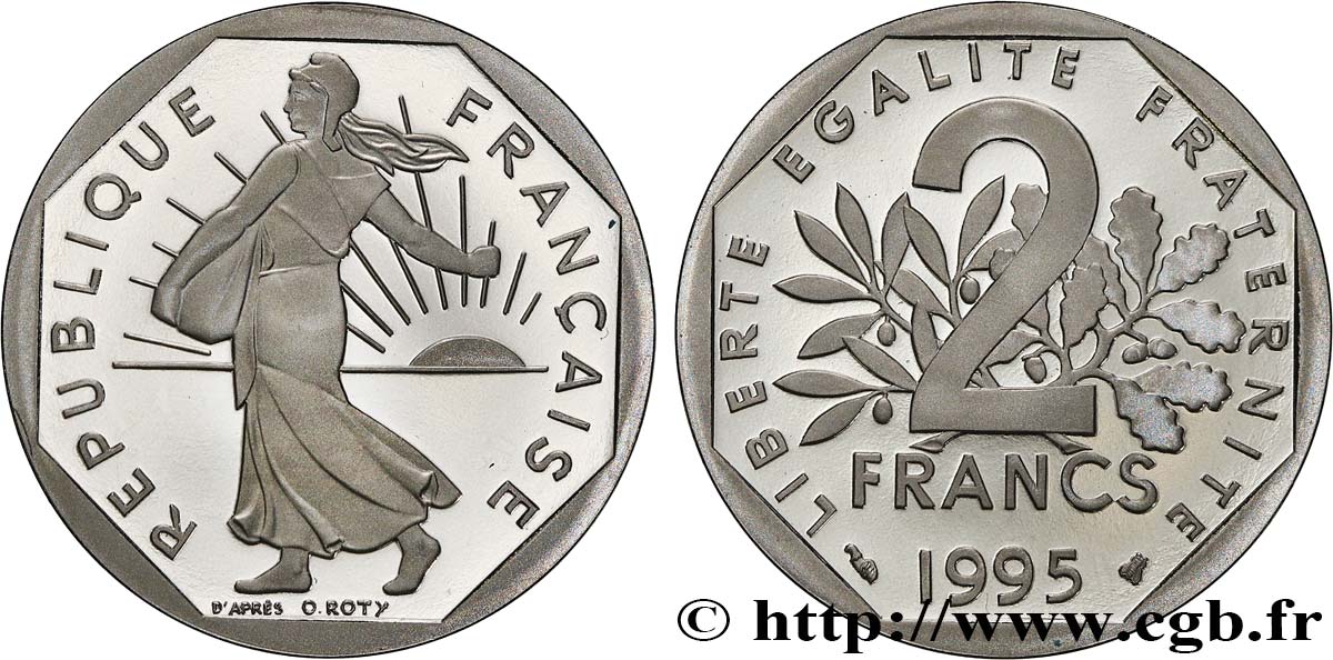 2 francs Semeuse, nickel, Belle Épreuve 1995 Pessac F.272/23 var. FDC 