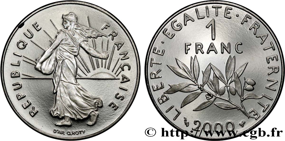 1 franc Semeuse, nickel, BE (Belle Épreuve) 2000 Pessac F.226/48 var. MS 