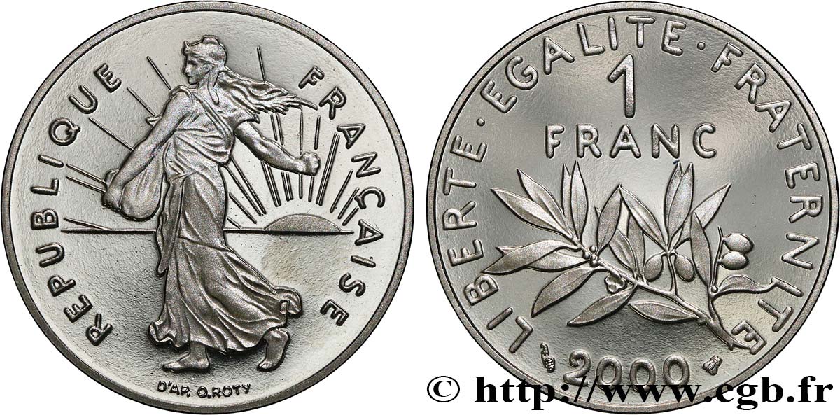 1 franc Semeuse, nickel, BE (Belle Épreuve) 2000 Pessac F.226/48 var. MS 
