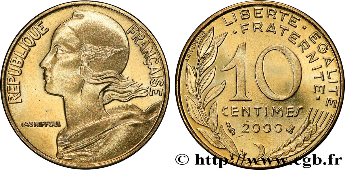 10 centimes Marianne, BE (Belle Epreuve) 2000 Pessac F.144/44 var. FDC 