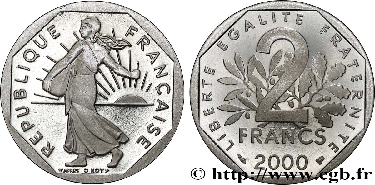 2 francs Semeuse, nickel, BE (Belle Épreuve) 2000 Pessac F.272/28 var. FDC 