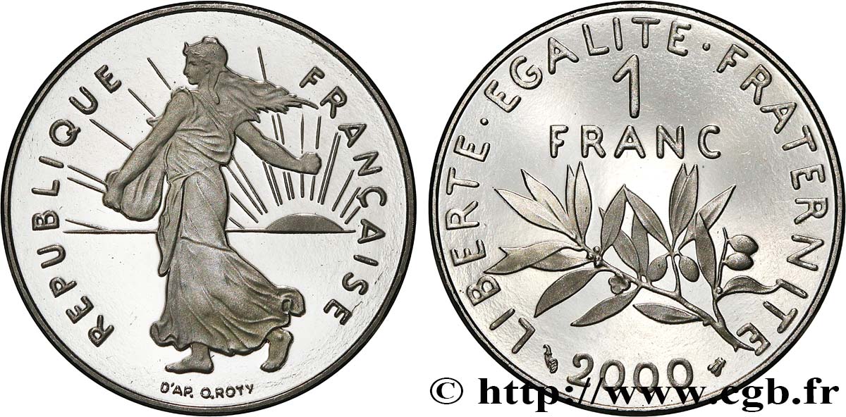 1 franc Semeuse, nickel, BE (Belle Épreuve) 2000 Pessac F.226/48 var. ST 
