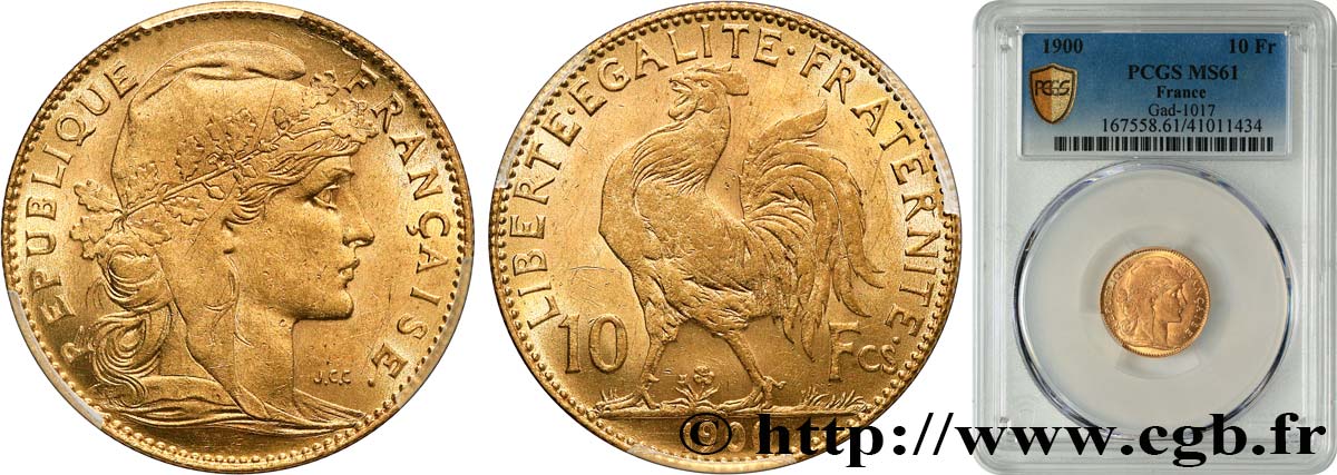 10 francs or Coq 1900 Paris F.509/3 MS61 PCGS