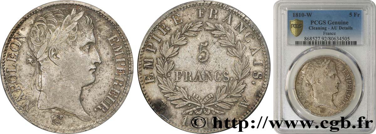 5 francs Napoléon Empereur, Empire français 1810 Lille F.307/26 q.SPL PCGS