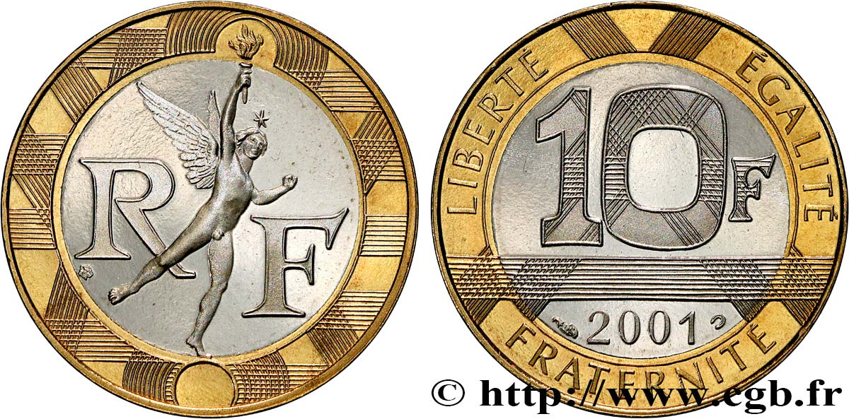 10 francs Génie de la Bastille, BE (Belle Épreuve) 2001 Pessac F.375/18 var. FDC 