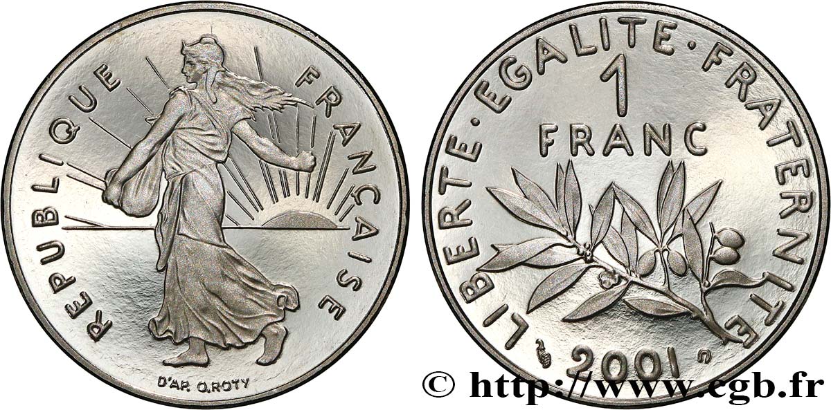 1 franc Semeuse, nickel, BE (Belle Épreuve) 2001 Pessac F.226/49 var. FDC 