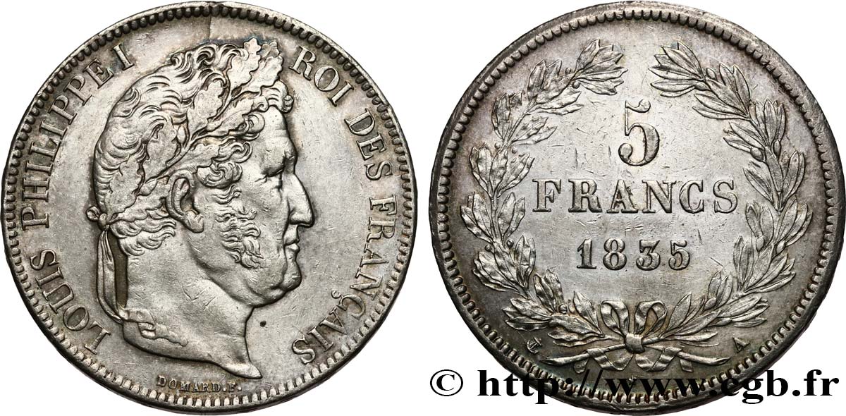 5 francs IIe type Domard 1835 Paris F.324/42 fVZ 