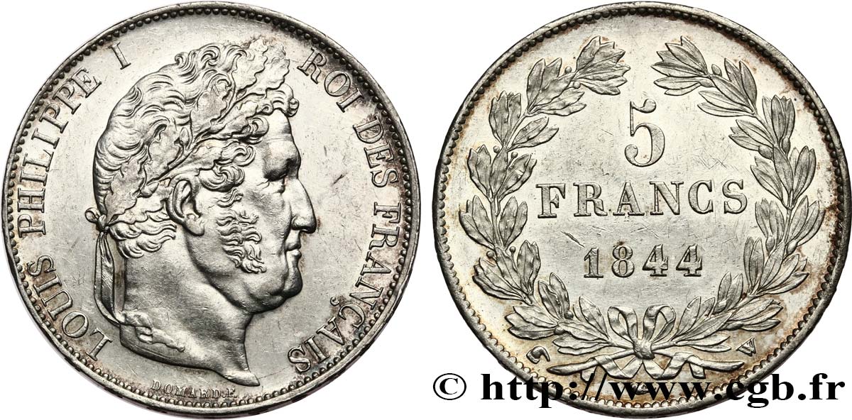 5 francs IIIe type Domard 1844 Lille F.325/5 AU 