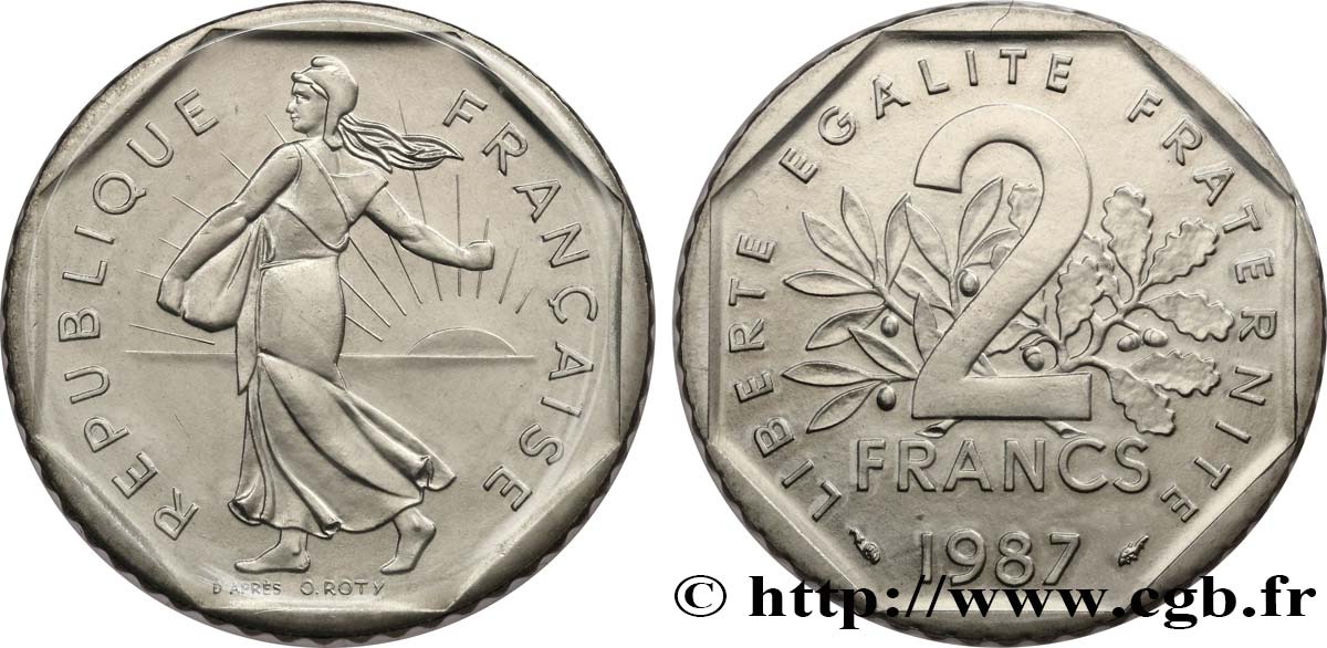 2 francs Semeuse, nickel 1987 Pessac F.272/11 FDC 