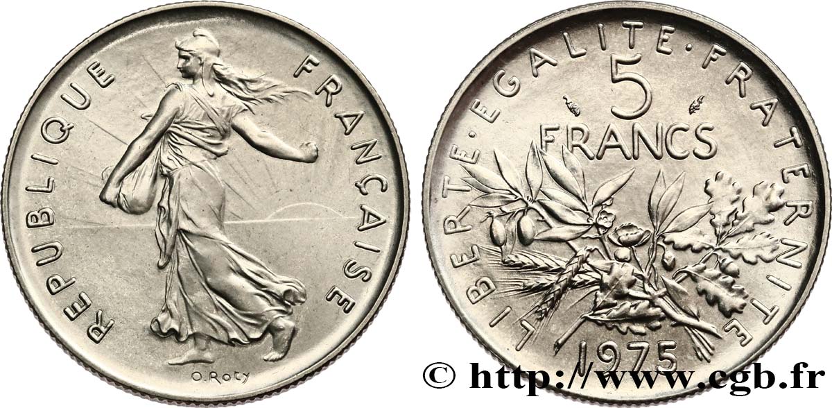 5 francs Semeuse, nickel 1975 Paris F.341/7 FDC 