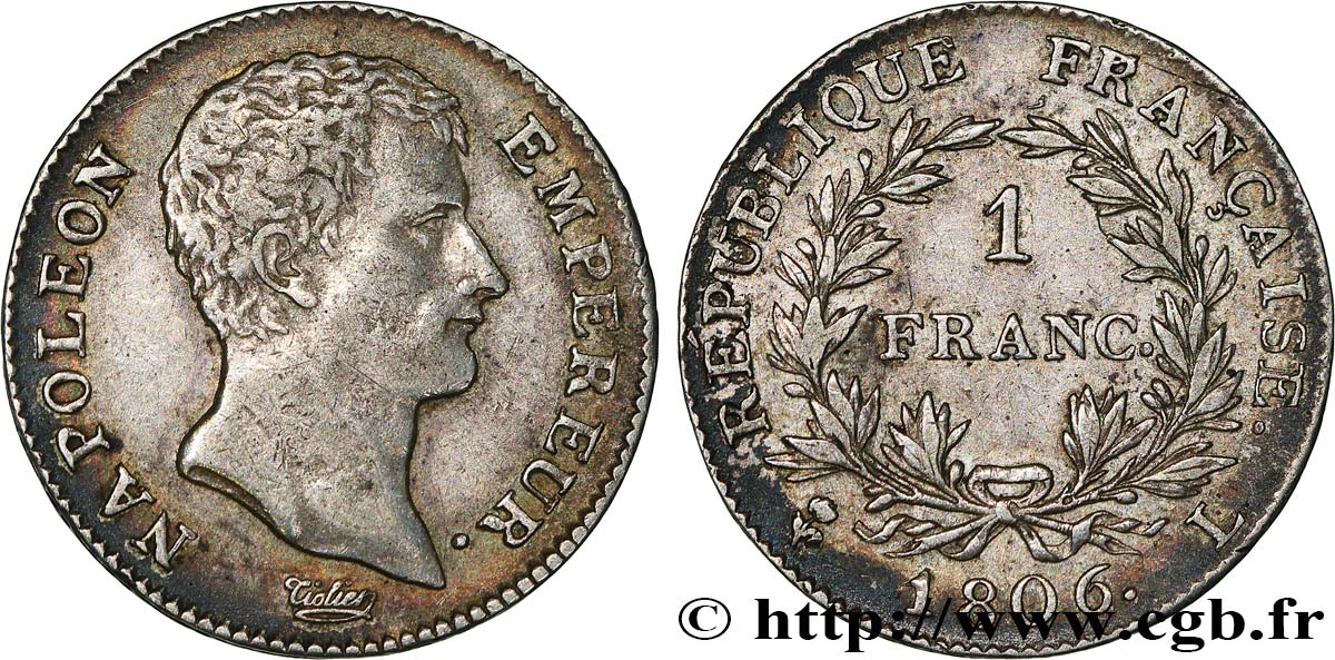 1 franc Napoléon Empereur, Calendrier grégorien 1806 Bayonne F.202/5 TTB 