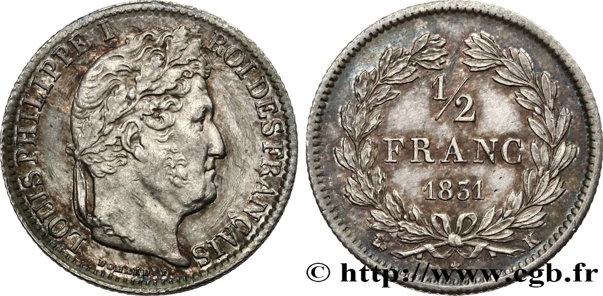 1/2 franc Louis-Philippe 1831 Bordeaux F.182/7 AU/MS 