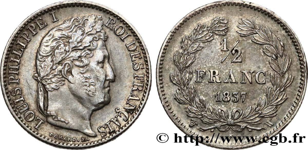 1/2 franc Louis-Philippe 1837 Lille F.182/72 fVZ 