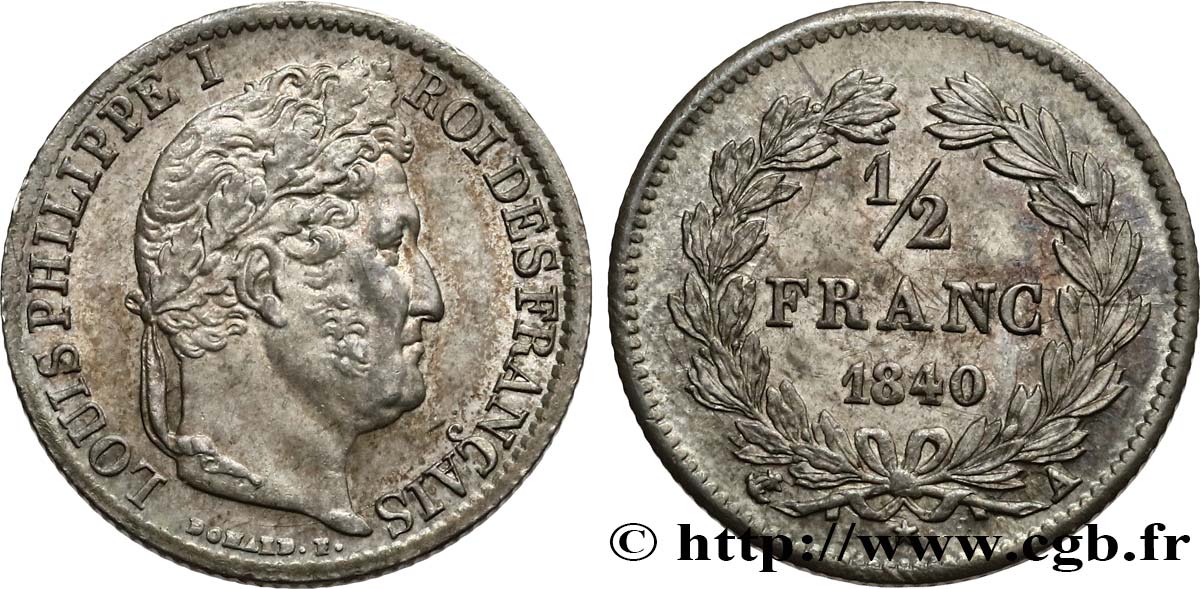 1/2 franc Louis-Philippe 1840 Paris F.182/83 AU58 