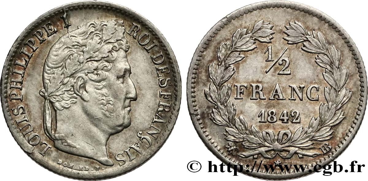 1/2 franc Louis-Philippe 1842 Strasbourg F.182/96 TTB50 