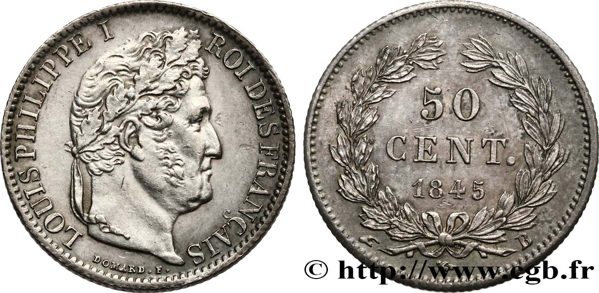 50 centimes Louis-Philippe 1845 Rouen F.183/1 AU 