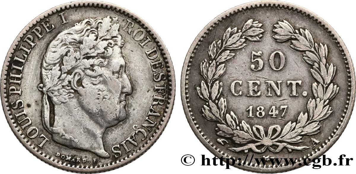 50 centimes Louis-Philippe 1847 Paris F.183/13 BC+ 