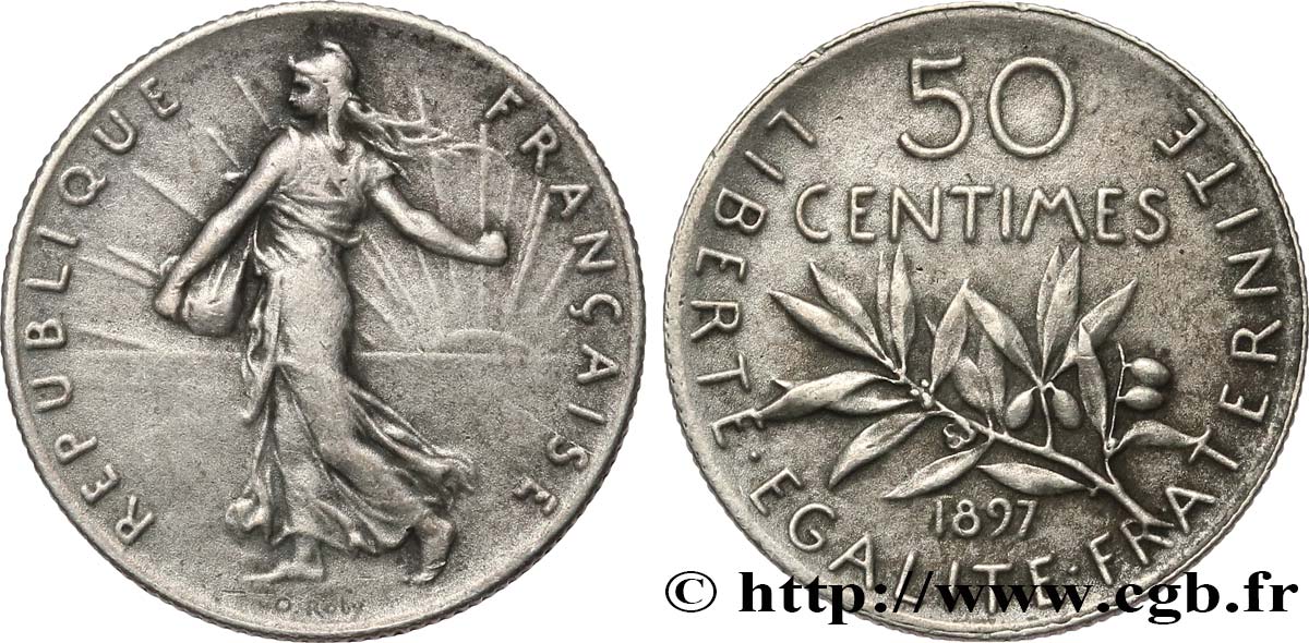 50 centimes Semeuse, Flan Mat 1897  F.190/2 SUP 