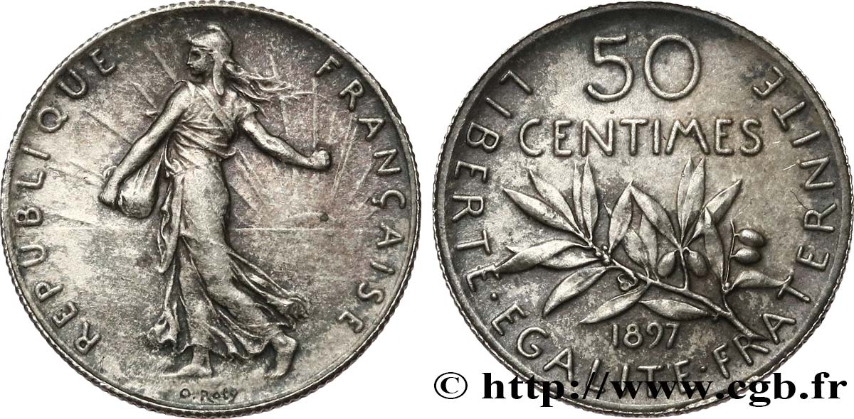 50 centimes Semeuse 1897 Paris F.190/1 VZ+ 
