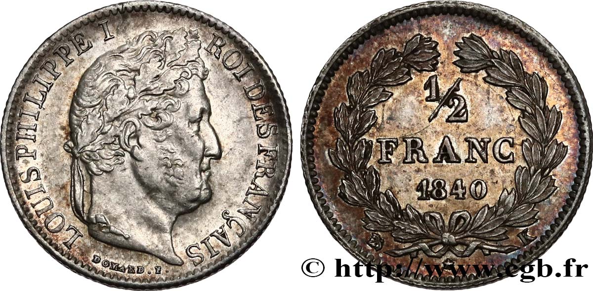 1/2 franc Louis-Philippe 1840 Bordeaux F.182/86 AU55 