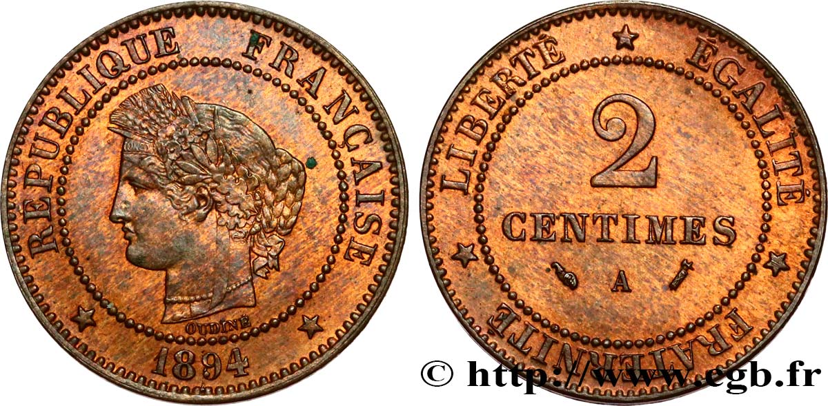 2 centimes Cérès 1894 Paris F.109/20 SUP62 