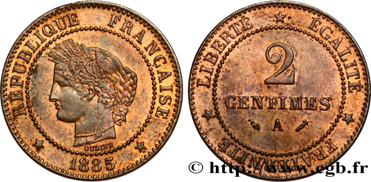 2 centimes Cérès 1885 Paris F.109/11 EBC62 