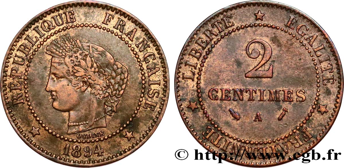 2 centimes Cérès 1894 Paris F.109/20 TTB40 