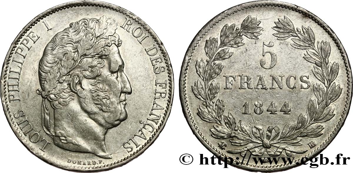 5 francs IIIe type Domard 1844 Strasbourg F.325/3 TTB+ 