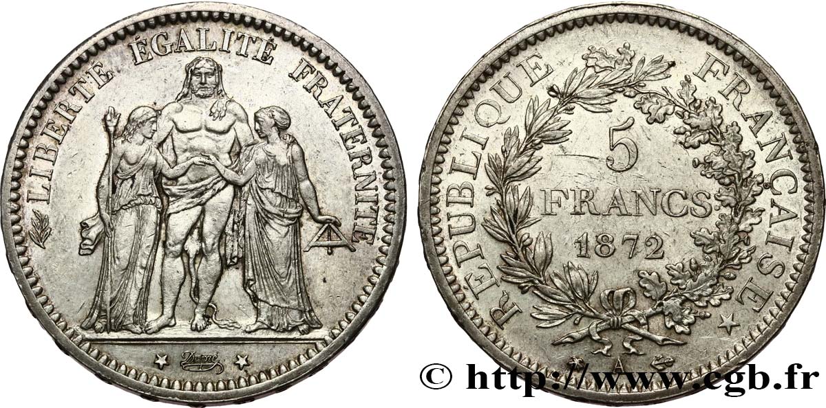 5 francs Hercule 1872 Paris F.334/6 TTB+ 