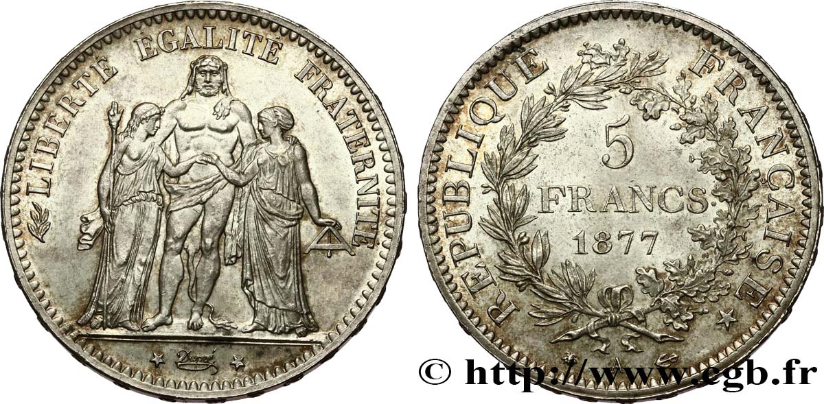 5 francs Hercule 1877 Paris F.334/19 SUP62 